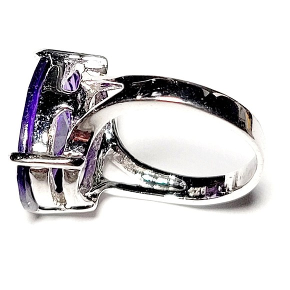 925K Sterling Silver Large Faceted Amethyst Prong Set Ring Womens Sz 6.75 NWOT - Picture 7 of 16